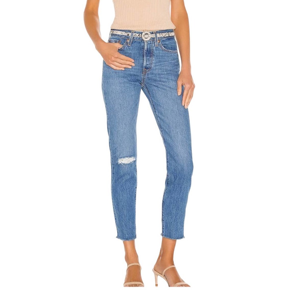 LEVI'S PREMIUM WEDGIE ANKLE JEANS Distressed Rigid Denim Women Size 31